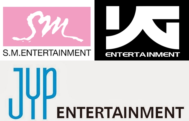 S.M.、YG、JYP logo