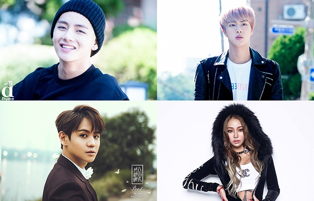 V、Jin、耀燮、孝琳(來源：Dispatch、各藝人經紀公司)