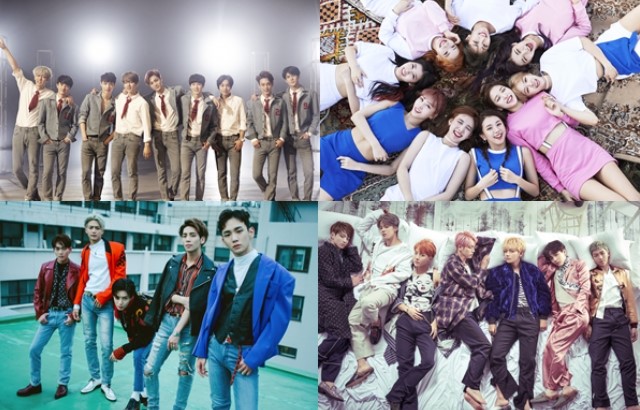 EXO、TWICE、SHINee、BTS