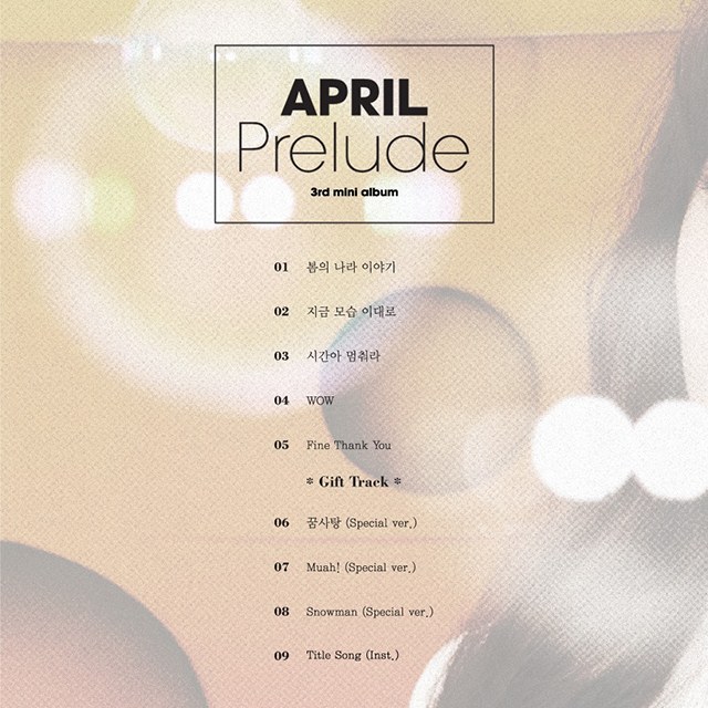 April《Prelude》曲目表(來源:April@Facebook)