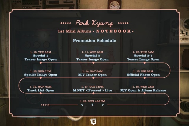 Park Kyung 個人迷你一輯《NOTEBOOK》行程表