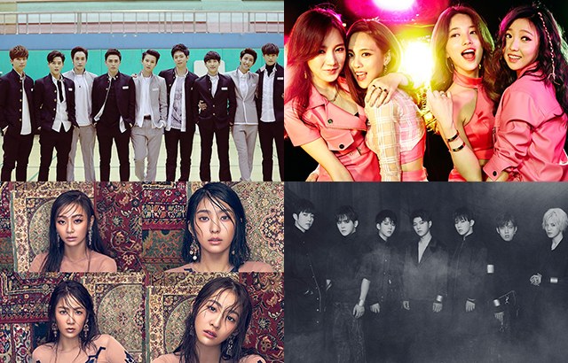 ZE:A 帝國之子、Miss A、SISTAR、INFINITE(來源：LOTTE、各藝人經紀公司)