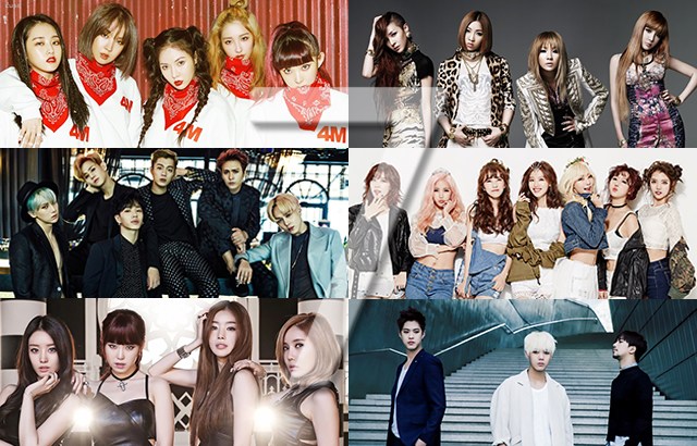 (縮圖)4Minute、Rainbow、2NE1、BEAST、Secret、MBLAQ(來源：各藝人經紀公司)