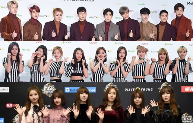 (縮圖)EXO,TWICE,GFRIEND(來源：韓國經濟、CJ E&M)