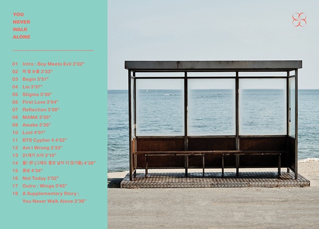 BTS 防彈少年團《You Never Walk Alone》曲目表(來源：BTS 防彈少年團@Twitter)
