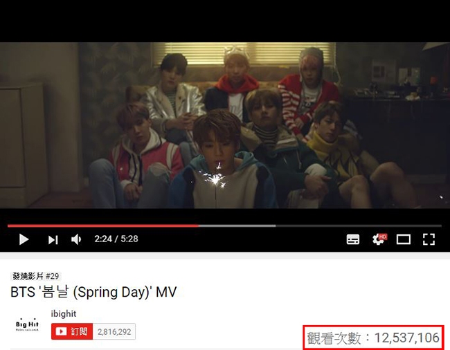 BTS 防彈少年團《Spring Day》MV 截圖