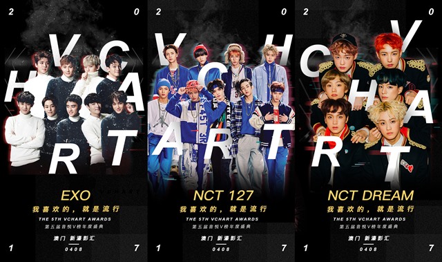 EXO、NCT 127、NCT DREAM@2017第五屆音悅V榜年度盛典 (來源：音悅台)