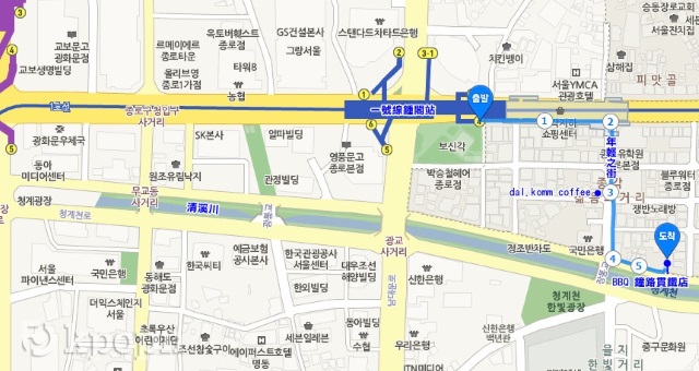BBQ 鐘路貫鐵店，地圖