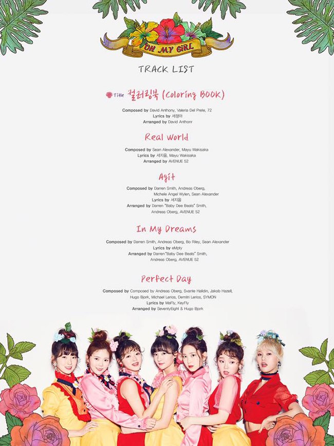 Oh My Girl《Coloring Book》曲目表(來源：Oh My Girl@Facebook)