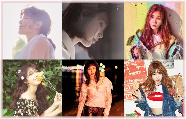 太妍、IU、李海麗、恩地、Minzy、請夏 (縮圖，來源：各藝人經紀公司)