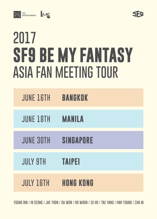 SF9《BE MY FANTASY》行程表 (來源：SF9@Facebook)SF9《BE MY FANTASY》行程表 (來源：SF9@Facebook)