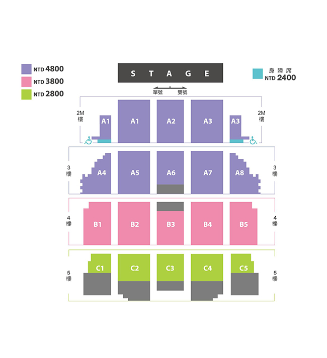 GFRIEND 台灣迷你演唱會座位圖(來源：2017 Gfriend 1st Mini Concert in Taiwan@Facebook)