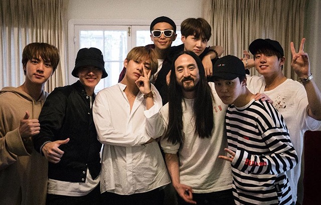 BTS 防彈少年團,Steve Aoki(來源：Steve Aoki@Instagram、Twitter)