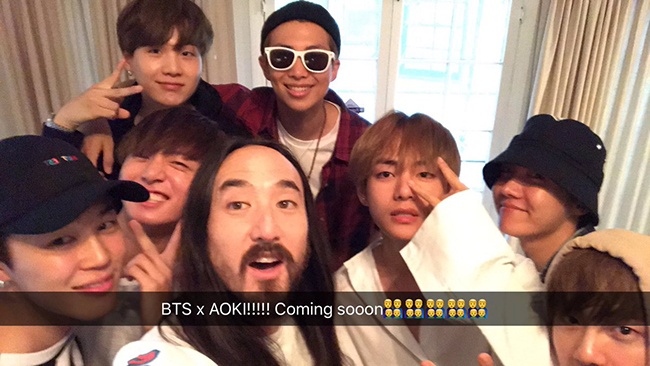 BTS 防彈少年團,Steve Aoki(來源：Steve Aoki@Instagram、Twitter)