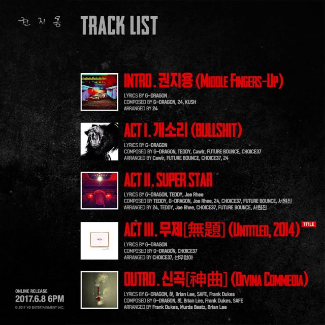 G-Dragon《權志龍》曲目表