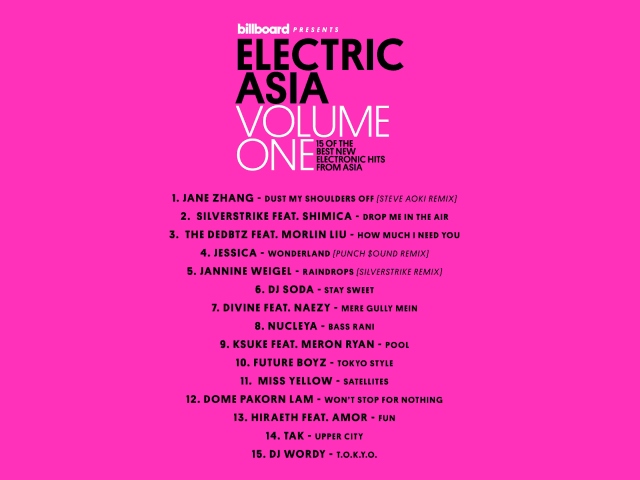 《Billboard presents Electric Asia Vol. 1》曲目表 (來源:b2 Holdings Lim