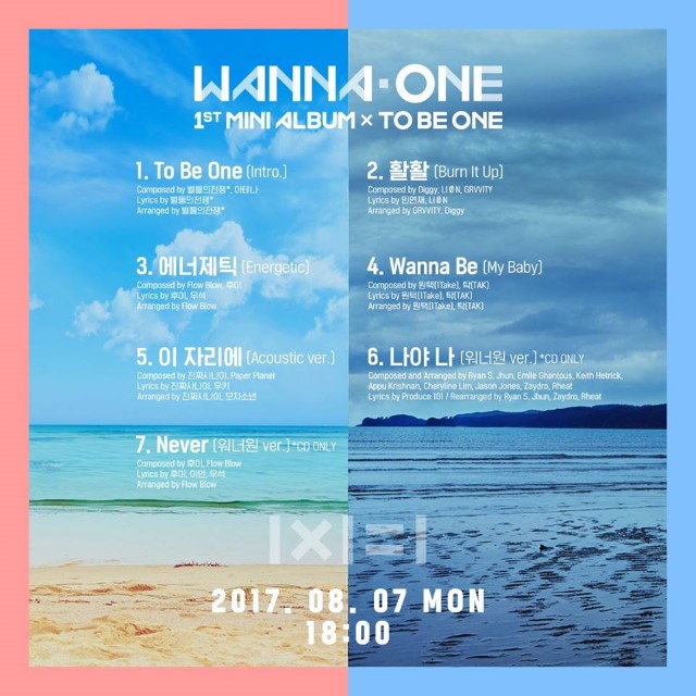 Wanna One《1X1=1 (TO BE ONE)》曲目表