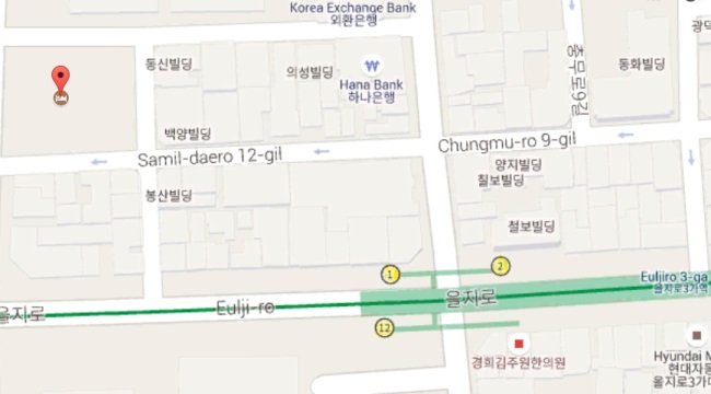 明洞樂天城市酒店 地圖 (地鐵1)