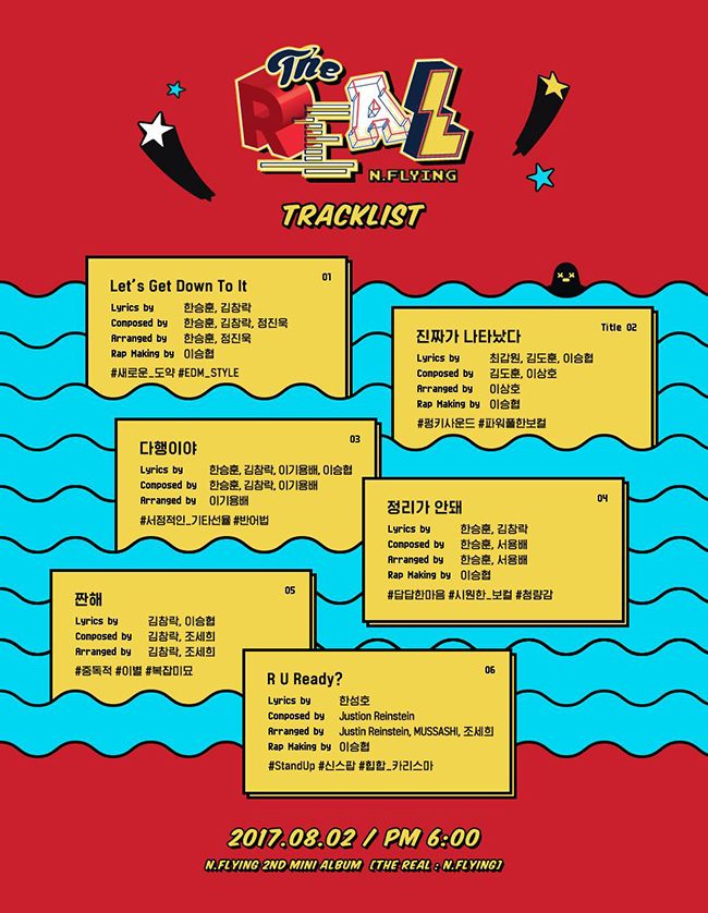 N.Flying《The REAL》曲目表(來源：N.Flying @Facebook)