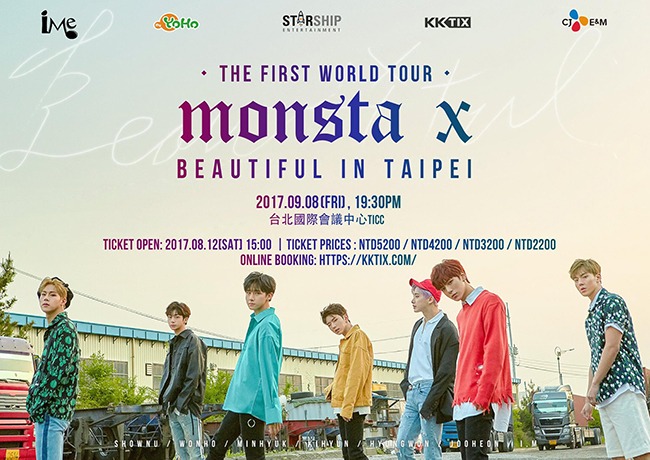 Monsta X《The First World Tour「BEAUTIFUL」in Taipei》海報(來源：IME TW@Facebook)