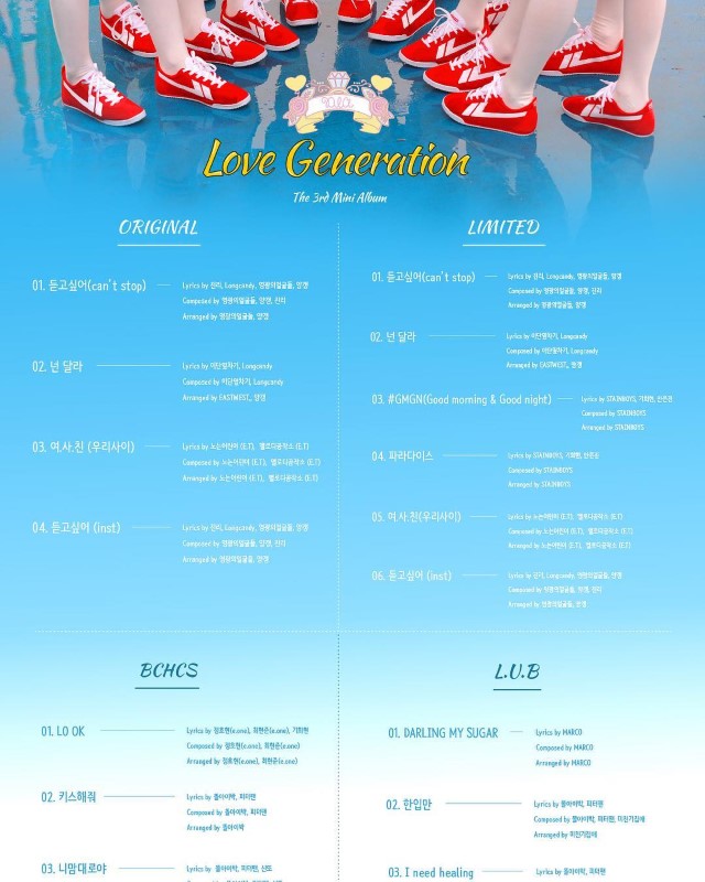 DIA《LOVE GENERATION》曲目表
