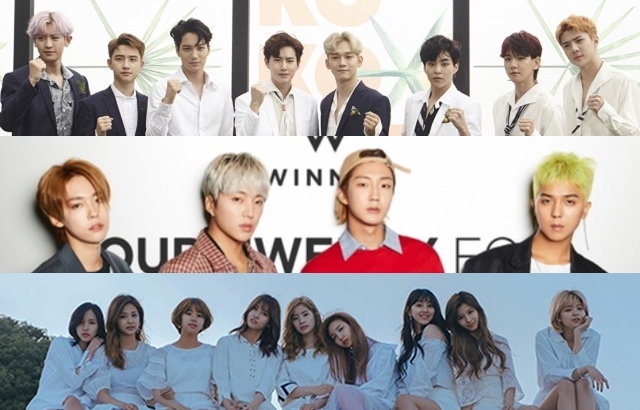 EXO,WINNER,TWICE(來源：各藝人經紀公司)