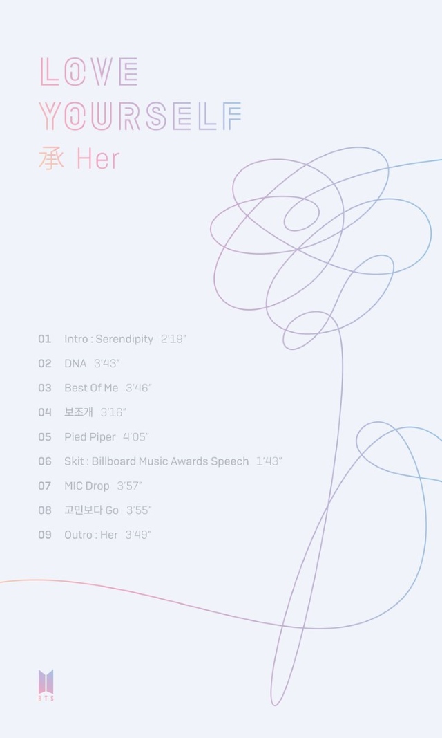 BTS 防彈少年團《LOVE YOURSELF 承 [Her]》曲目表