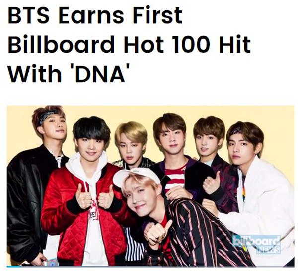 BTS 防彈少年團@「Hot 100」(來源：Billboard)
